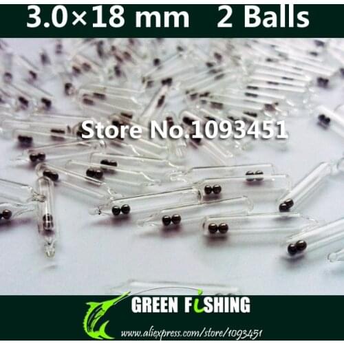 50pcs 3mm*18mm 2 Balls Jig Fishing Lure Glass Rattles Insert Tube Rattles Shake Attract Fly Tie Tying Soft Lure Free shipping