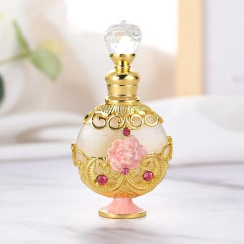 50Pcs Wholesale 10ml Vintage Perfume Bottle Essential oils Toner Crystal Stopper Head DIY Pigment Alloy Decoration Cosmetic Tool