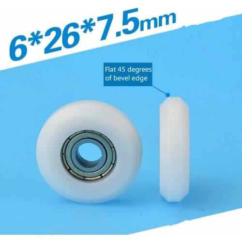 6*26* 7.5 mm Y type inner surface bearing pack glue roller plastic coated nylon engraving machine 3 d printers orbit