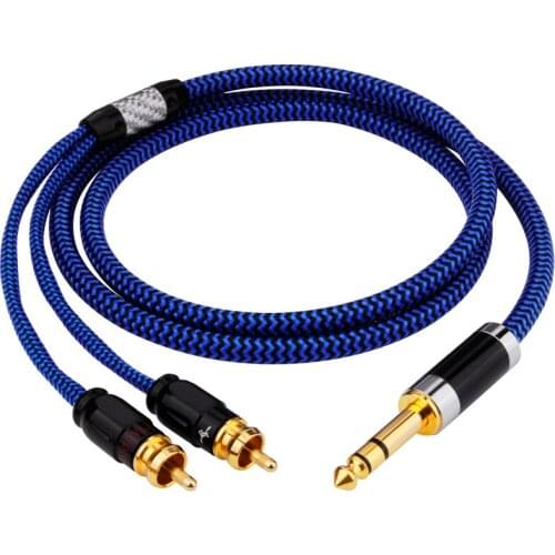 6.5 two-channel to dual lotus audio cable one point two 6.35mm large three-core to 2RCA mixer power amplifier cable