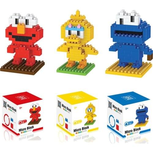 8138 Cartoon Diamond Building Blocks Mirco Bricks Elmo Cookie Monsters Big Bird Figures 3D Model For Children Blocks Toys