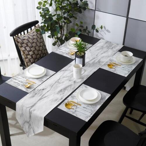 Art Design Marble Table Runner Table Mats Cover For Home Wedding Banquet Festival Party Catering Hotel Table Decoration