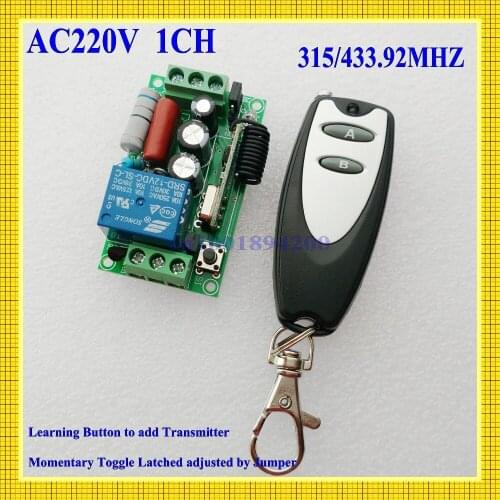 220V 10A 1 Channel Wireless Relay Remote Control Switch RF 315 433.92 MHz ASK Learning Code Lamp Light LED Bulb Remote Control