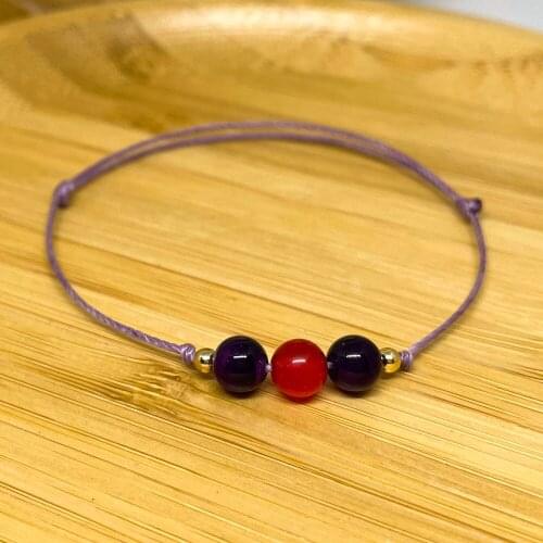 Girl Carnelian Bracelets Women Handmade Purple Natural Stones Beads Jewelry Adjustable String Accessories Gift to Girlfriend