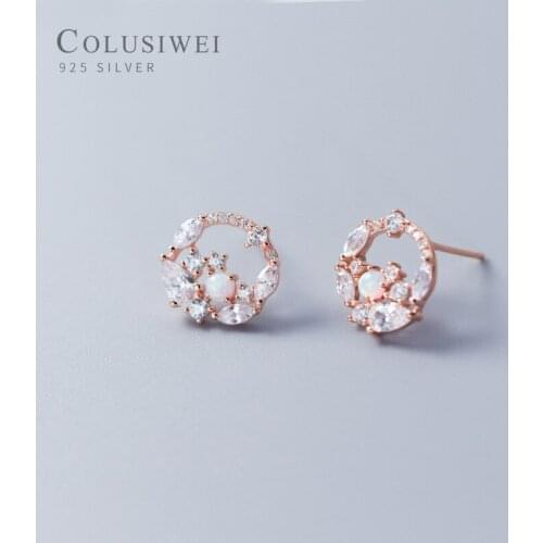 Colusiwei New 925 Sterling Sliver Colorful Opal Wreath Garland Stud Earring for Women Luxury Wedding Engagement Fine Jewelry