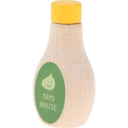 Wooden Soild Beech Mayonnaise Bottle Play Food Kids Pretend Role Play Game Kitchen Condiments Cooking Toys Creative