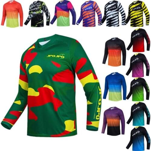 Mens Motocross Jersey Long Sleeve MTB Downhill Mountain Bike Jersey Enduro Cycling Jersey Offroad DH BMX T-shirt Motocycle Wear