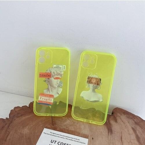 David Fluorescence soft Case For iPhone 11 12 Pro Max mini 7 8 Plus XR X XS MAX se silicone phone Cover myth statue fundas capa