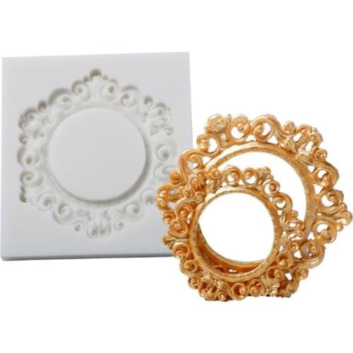 Retro Pattern Sugar Fondant Mold Cake Baking Decoration Silicone Molds Hexagon Moulds For Crafts Glue Drop Moulds