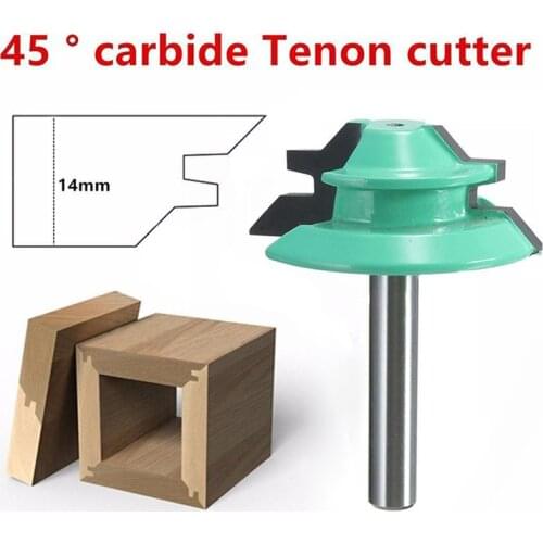 45 Degree Lock Miter Router Bit Shank Wood Tenon Milling Cutters For MDF Plywood Carpenter Woodworking Tools