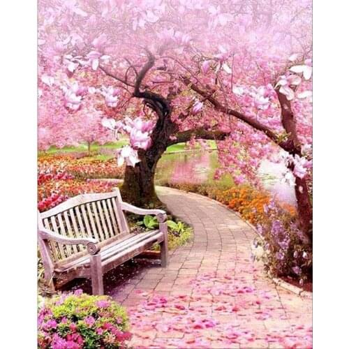 GATYZTORY Beautiful Flower Road Oil Paint By Numbers Home Decoration HandPainted Picture Home Decoration Unique Gift