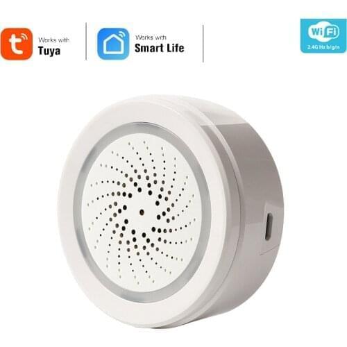 Haozee 3 In 1 Wifi Siren Alarm Linkage With Temperature Humidity Sensor Tuya Smart Life Alexa Google Home
