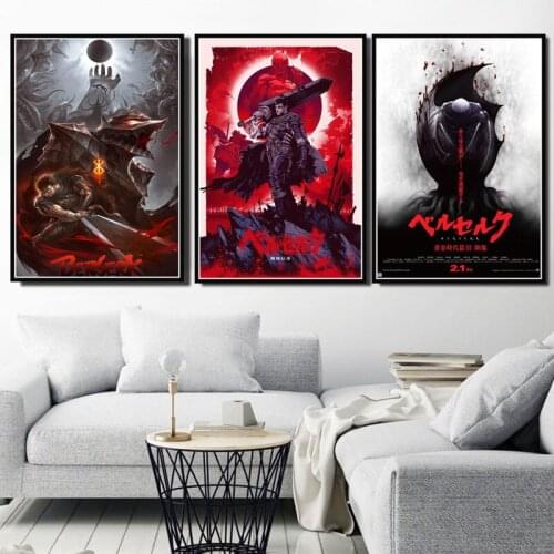 Hot Kentaro Miura Berserk Japan Anime Retro Cartoon Poster Wall Art Schilderij 5D DIY Diamond Painting Foto Prints Woonkamer Hom