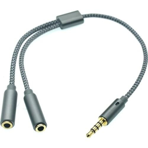 Headphone Splitter Cable 3.5mm Y Audio Jack Splitter Extension Cable 3.5mm Male to 2 Port 3.5mm Female AUX 3.5 Jack Cable 25cm