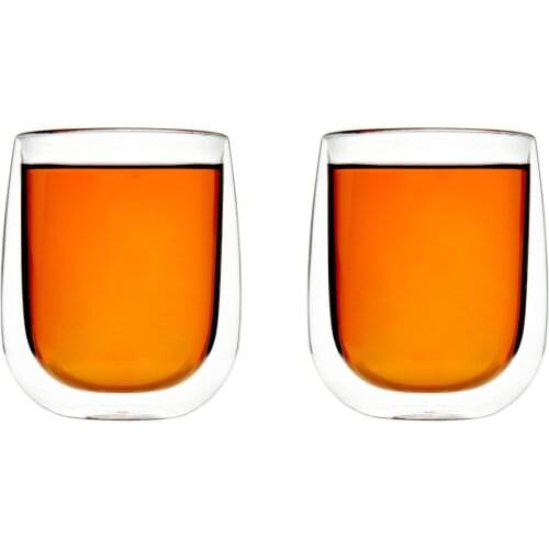 2 Pieces Double Glass Cups,Heat Resistant Double Wall Tea Glass Cup Beer Coffee Cup Set Handmade Creative Healthy Beverage Glass