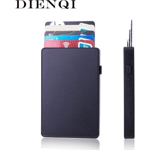 DIENQI Rfid Credit Card Holder Minimalist Wallet Slim Thin Cardholder Pack Case Men Women Metal Box Stell Wallet nederlands 2020