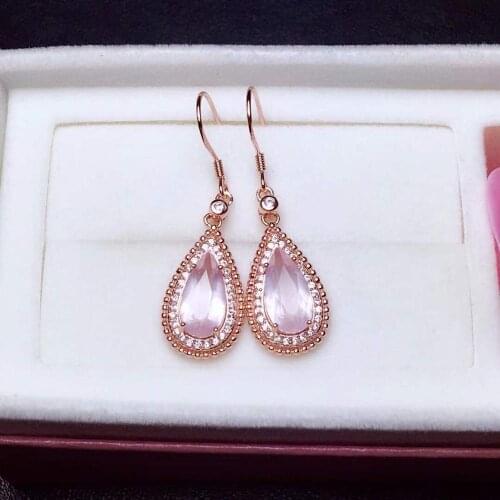 Best Valentines Day Present Rose Quartz Earring Natural And Real 925 Sterling Silver Rose Quartz Earring