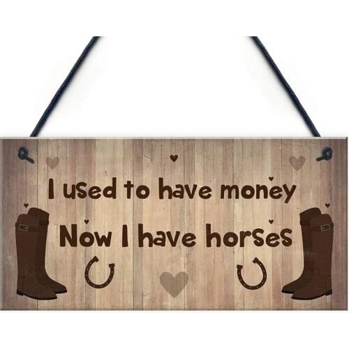 Meijiafei Horse Sign Funny Birthday Xmas Gift For Friend Horse Lover Stable Bedroom Sign Gift 10" x 5"