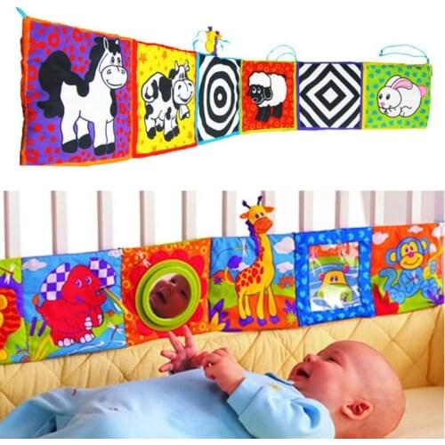 MengBear Baby Rattles Toys Baby Crib Bed Bumper Cloth Book Infant Crib Toy Rattle Mobiles Multi-Touch Colorful Bed Bumper Toys