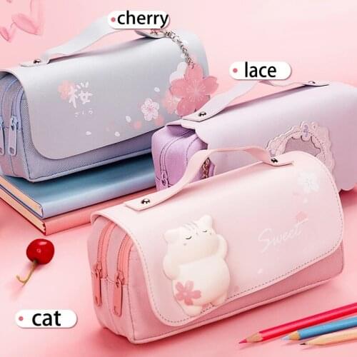 Kawaii Large Pencil Case Stationery Storage Bags Canvas Pencil Bag Cute Pencil Bag Girl Gift School Supplies School Stationery