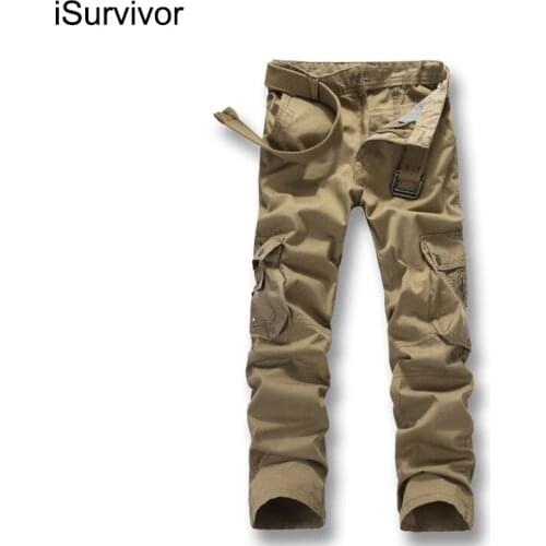 ISurvivor Fashion Men Cargo Pants Slim Fit Mens Fashionable Trousers Long Pants Multi-Pockets Casual Mens Military Pants