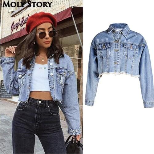 Женские джинсовые куртки Moly Story China At AliExpress