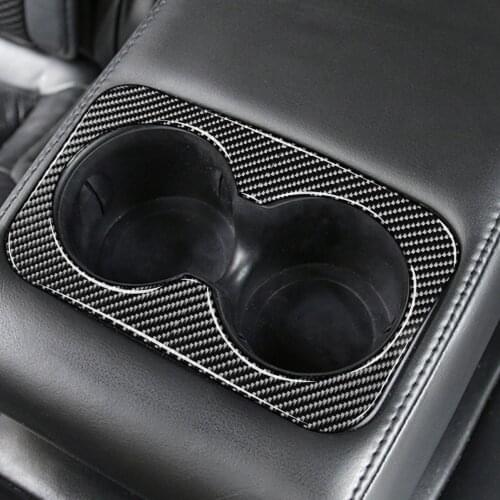 Genuine Carbon Fiber Car Internal Rear Seat Water Cup Holder Frame Cover Stickers For Jeep Grand Cherokee 2011-2021
