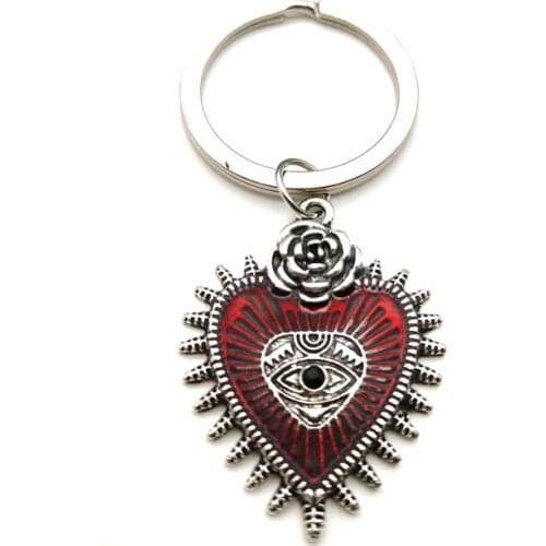 New dark gothic keychain jewelry blood rose dripping oil bat gothic keychain retro jewelry