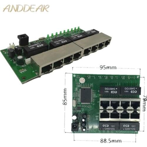 OEM PBC 8 Port Gigabit Ethernet Switch 8 Port met 8 pin way header 10/100/1000 m hub 8way power pin Pcb board OEM schroef gat