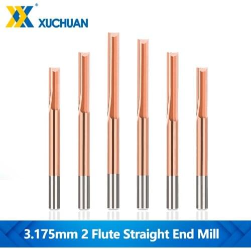 10pcs/Set 2 Flute Straight End Mill 3.175mm Shank CNC Router Bits TiCN Coated Straight Slot Milling Cutter Carbide Engraving Bit