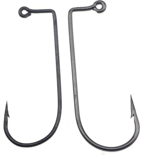 Rompin 50pcs Aberdeen Jighead Fishing Hook Nickel 90 Degrees Bend Jig Hooks Single Fishing Hooks for Rubber Jig Bass Jig