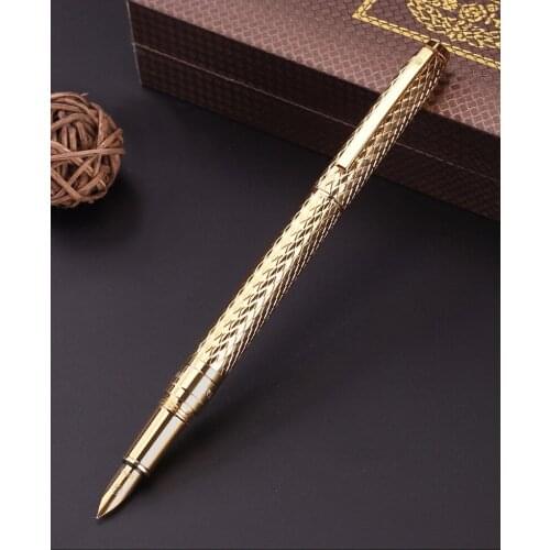 Hero Brand New Metal Brushed Fountain Pen H610 Water Ripples Iraurita Fine 0.5mm Golden Supplies & Office School Writing Pen