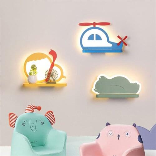 Modern Led Wall Lamps Bedroom Lighting For Baby Bedside Indoor Lights Wandlamp Luminaire Bear Elephant Shape Iron Fixture Abajur
