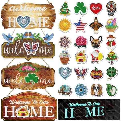 DIY Luminous Diamond Painting Hanging Ornaments With 12 Soft Magnet Set Diamond Art Doorplate For Home Door Decoration
