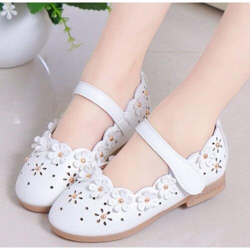 Flower Children Girls White Hollow Princess Leather Shoes For Girls Wedding Party Dress Shoes New 1 3 5 8 10 To 12 Years Old