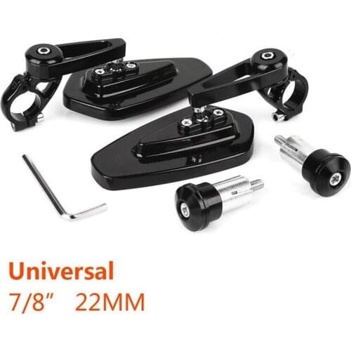Universal 1 Pair 7/8" 22mm CNC Motorcycle Motorbike Aluminum Rear View Handle Bar End Side Rearview Mirrors