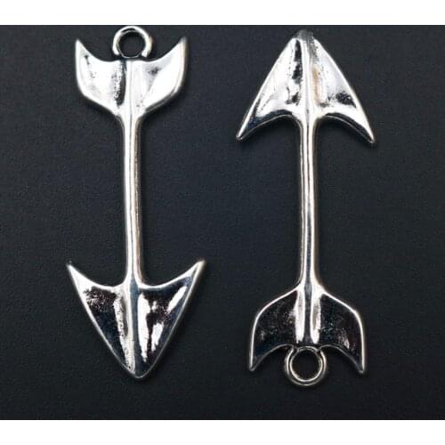 WKOUD 6pcs Silver Color 3D Retro God Arrow Charm Necklace Bracelet DIY Metal Alloy Pendant For Jewelry Making A1637