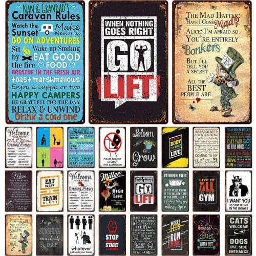 Iron Decoration Brand Funny Bathroom Metal Brand Home Kitchen Decoration Inspirational Words Retro Metal Plate Slogan