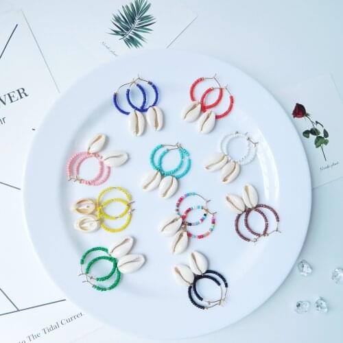 HC Cute Sea Shell Earrings For Women Seed Beads Trendy Metal Shell Cowrie Statement Dangle Earrings 2019 Summer Beach Jewelry W