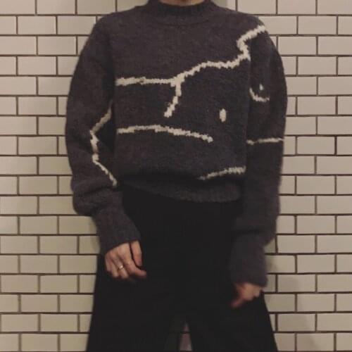 Women Sweater 2020 Winter New High Stand Collar Pullover Lantern Sleeve Vintage Women Knitting Wear