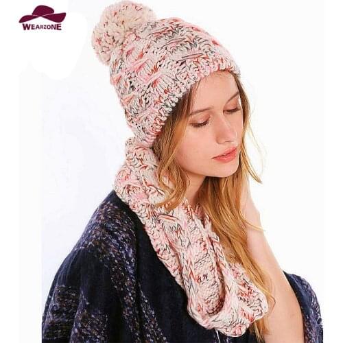 Winter Hat and Scarf Set for women warmer thicken knitted burderry Ring scarves and knitting Hat Set Girls scarf wrap hat sets