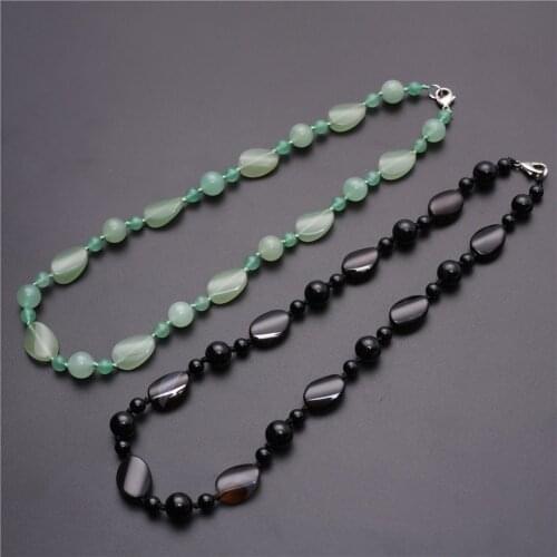 1PC Natural Stone Green Aventurine Onyx Bijoux Boho Necklaces Women Crystal Necklace Pendants Twist Beads Bohemian Jewelry Free