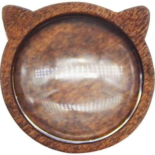 Julie Wang 10PCS Wood Cabochon Base Settings Charms Cat Head Shape Blank Bezel Tray Jewelry Making Accessory Inner Size 12mm