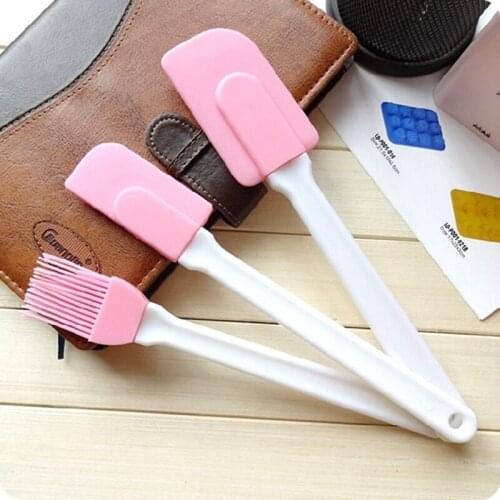 3pcs set Cake Brushes Butter Scraper Silicone Cream Scraper Baking Pastry Spatula kitchen spatula Cream Mixer Pink Baking Tool