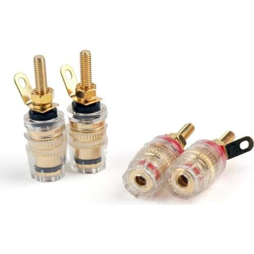 Areyourshop Copper Crystal Audio Speaker 4mm Banana PLUG Jack Long Thread Connector