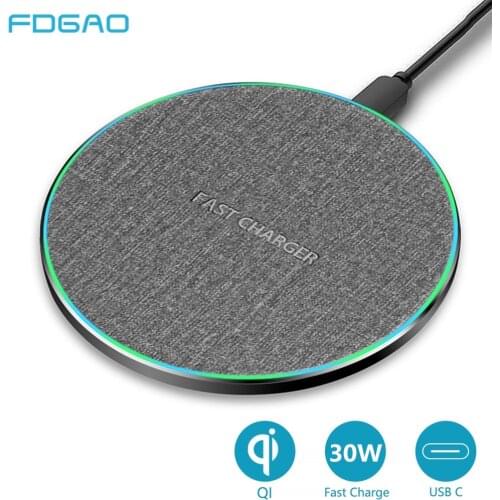 FDGAO 30W Quick Qi Wireless Charger For iPhone 12 11 XS XR X 8 Huawei Mate 40 Pro Samsung S9 S10 S20 Fast Wireless Charger Pad