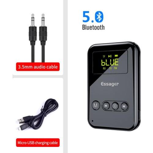 Bluetooth 5.0 Transmitter Receptor 3.5mm Aux Audio Built-in HD Decoder Chip Wireless Adapter For Car TV PC Speaker