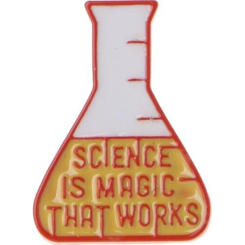 JAVRICK Science Experiment Cup Brooch Science is Magic Enamel Lapel Pin Jewelry Gift