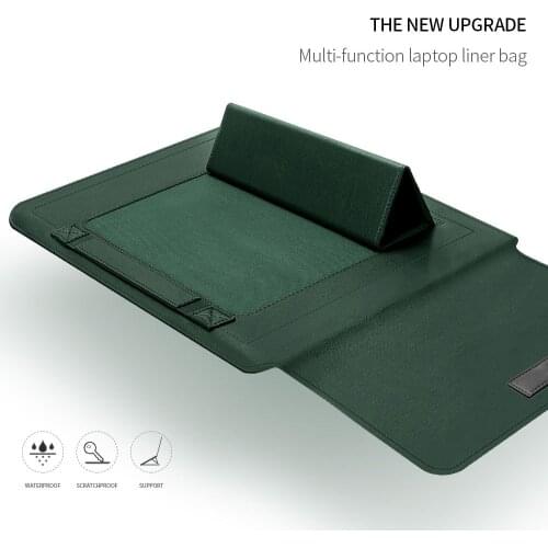 Laptop Standable Case Waterproof PU Leather Laptop Carrying Bag Kit with Holder Function AC889