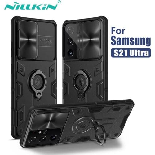 For Samsung Galaxy S21 Ultra Case 6.8'' NILLKIN CamShield Camera Lens Protection with Ring kickstand For Samsung S21 Plus 6.7